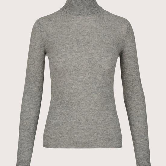 grey roll neck cashmere jumper