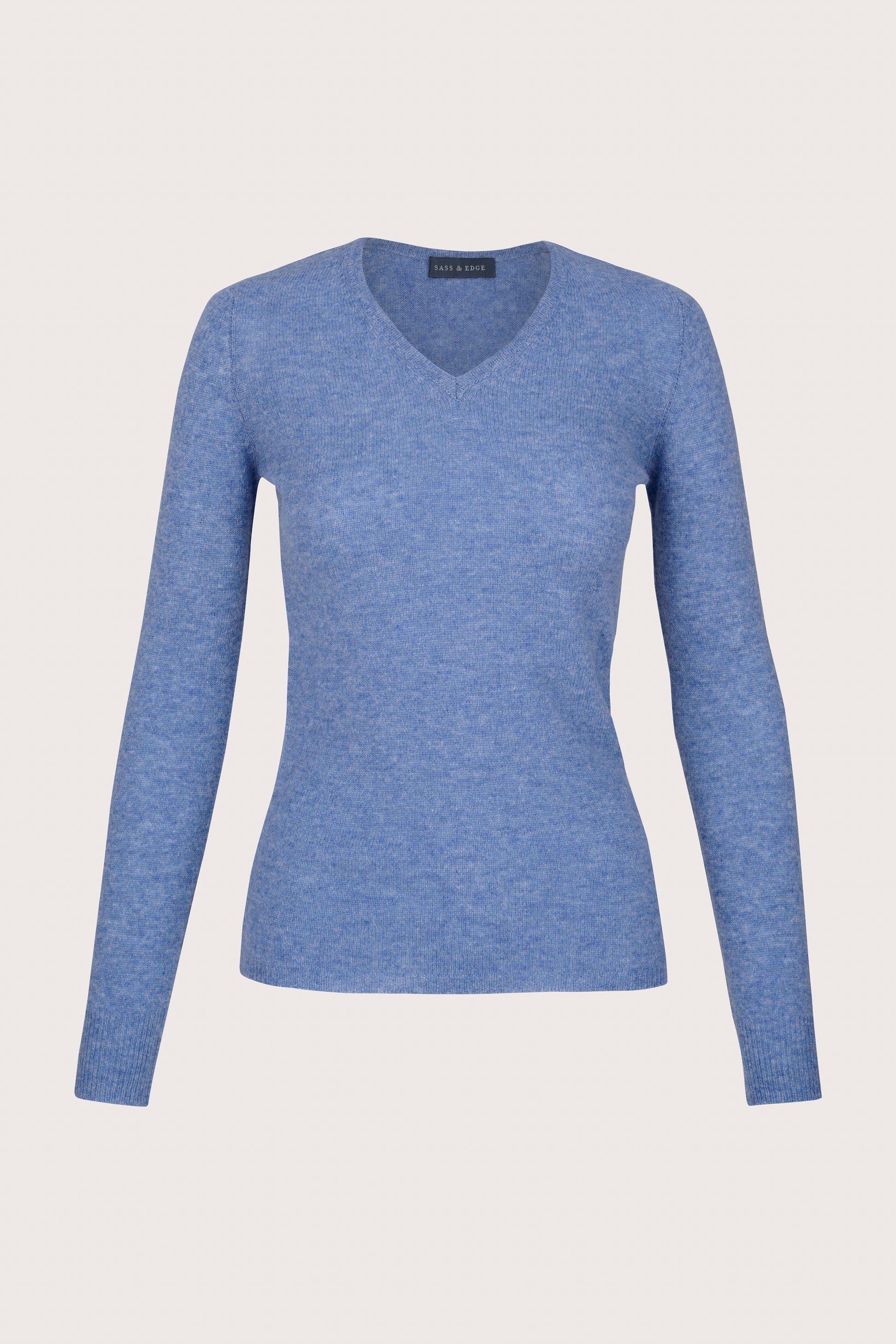 blue v neck cashmere jumper