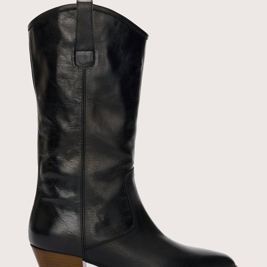 black leather cowboy boots