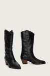 black leather cowboy boots