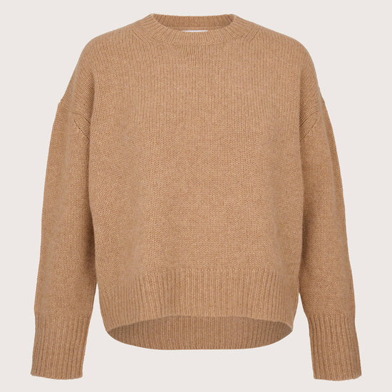 round neck tan cashmere jumper 