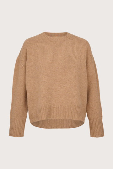 round neck tan cashmere jumper 