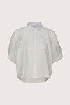 White sheer blouse on a light gray background