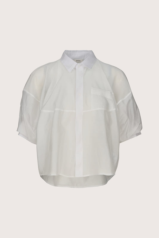 White sheer blouse on a light gray background