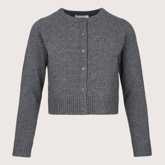 Round neck grey cardigan with long sleeves