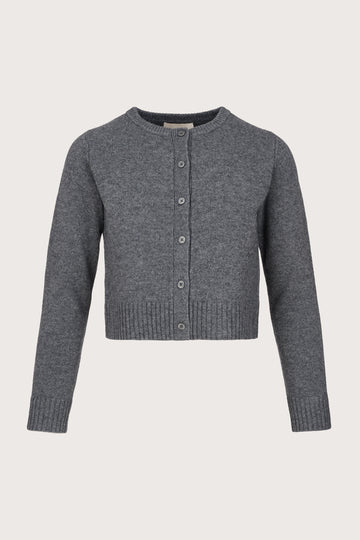 Round neck grey cardigan with long sleeves