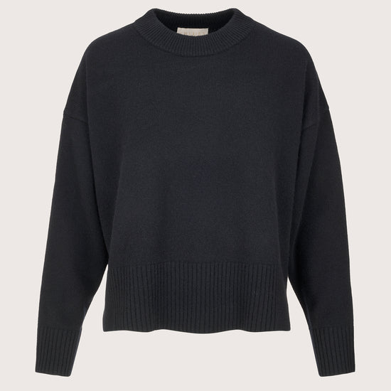 Round neck wool cashmere blend long sleeve knit