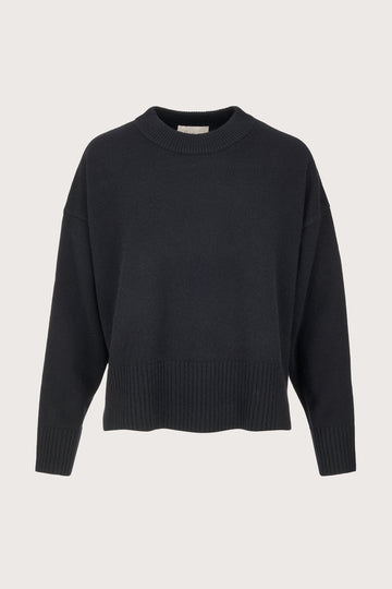 Round neck wool cashmere blend long sleeve knit