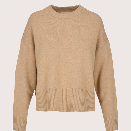 Round neck wool and cashmere long sleeve knit jumper