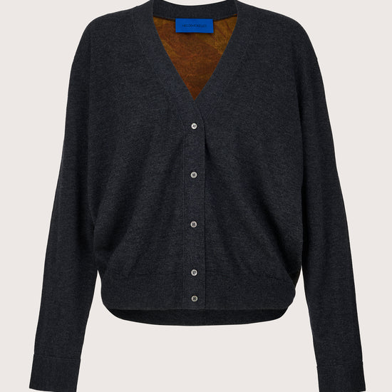 Charcoal grey cardigan with a dragon design silky back