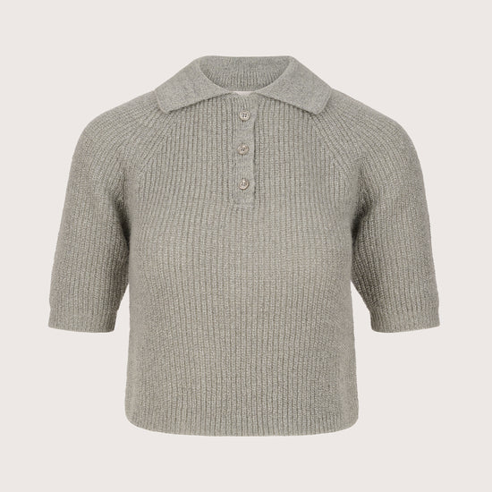 grey knit metallic polo style top from iblues