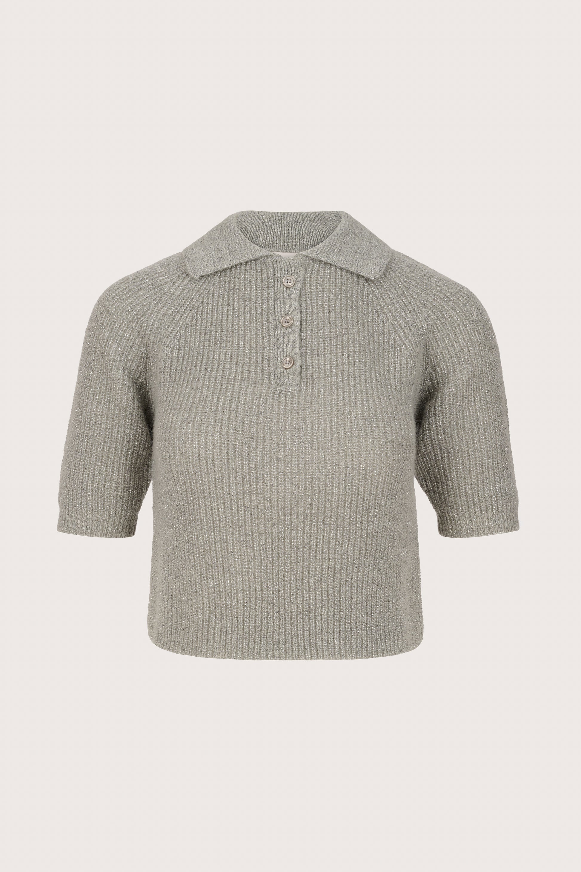 grey knit metallic polo style top from iblues