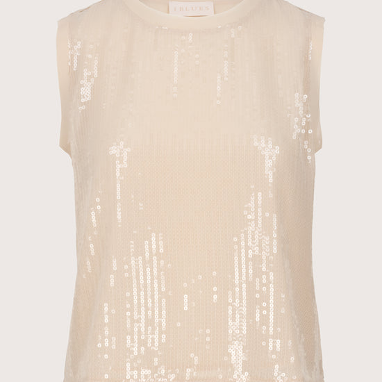 tank style ivory sequin sleeveless top with round neck from iblues
