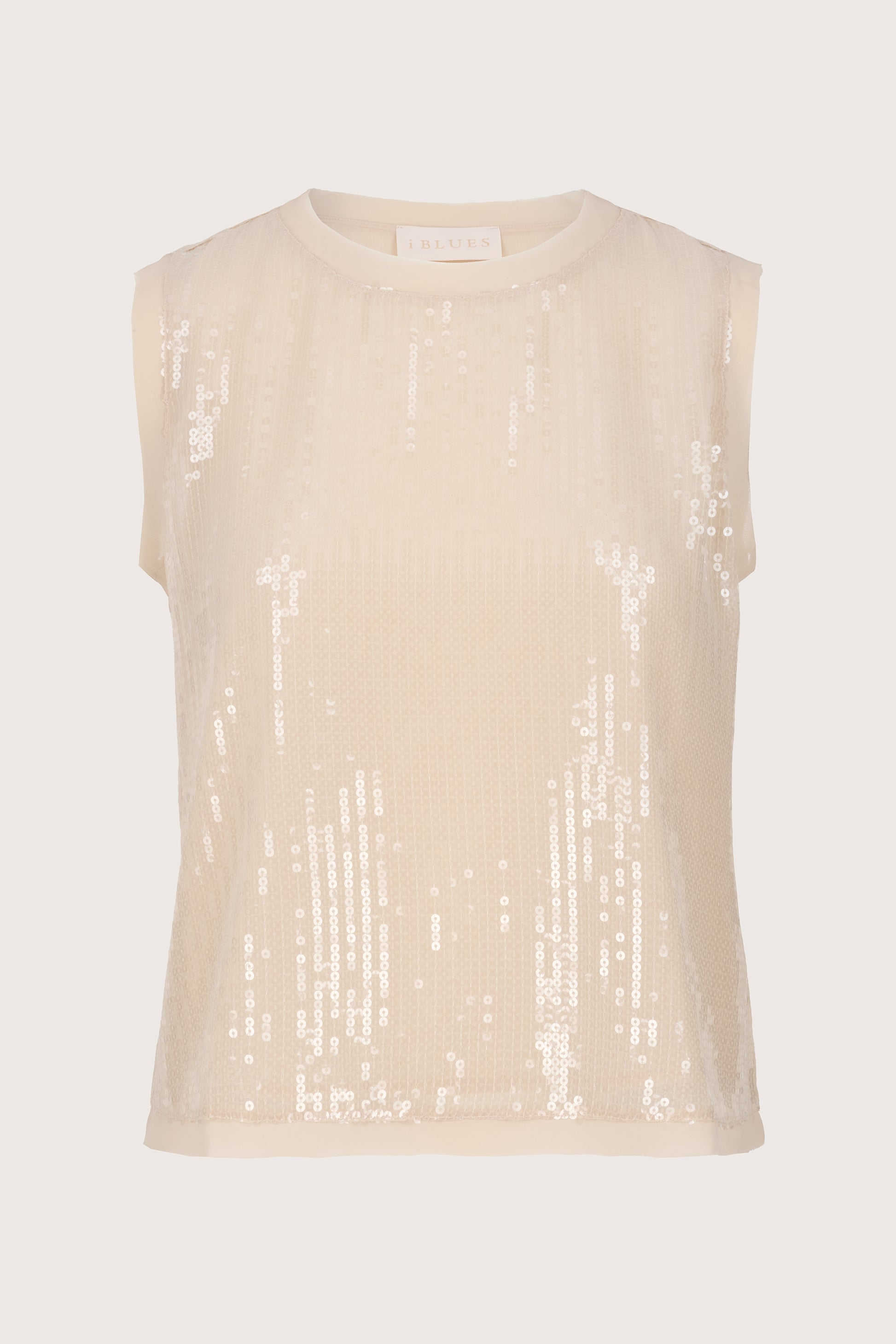 tank style ivory sequin sleeveless top with round neck from iblues