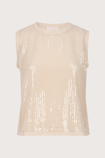tank style ivory sequin sleeveless top with round neck from iblues