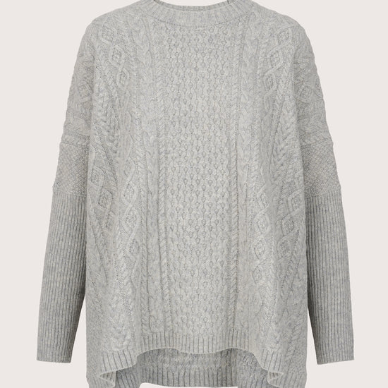 grey cable knit round neck jumper from mei meij