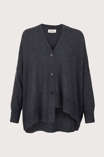 dark grey cardigan with mini pockets and step hem on one side form mei meij