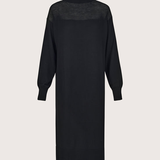 black jumper dress with high neck and sheer section from mei meij