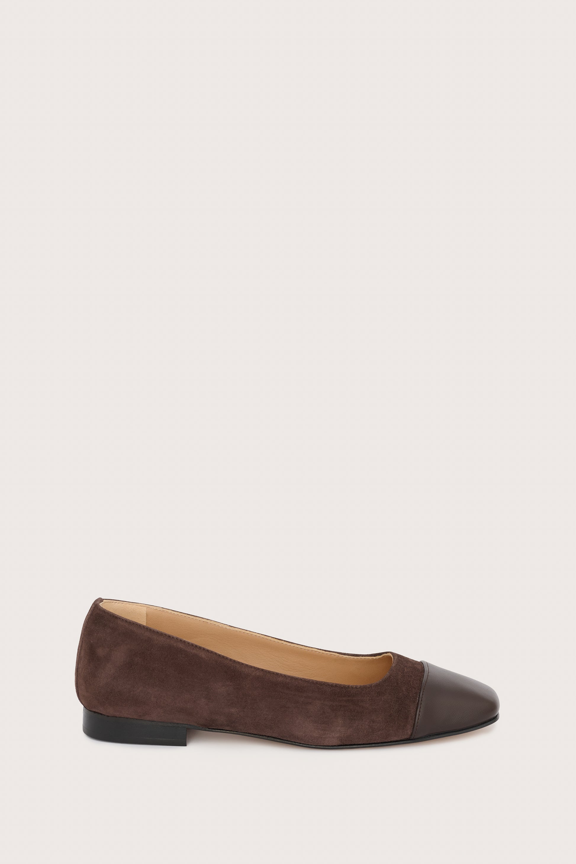 chocolate brown suede pumps with brown leather toe cap 