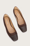 chocolate brown suede pumps with brown leather toe cap  birds eye view