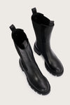 mid calf black chunky boot with elasticated side panels birds eye view