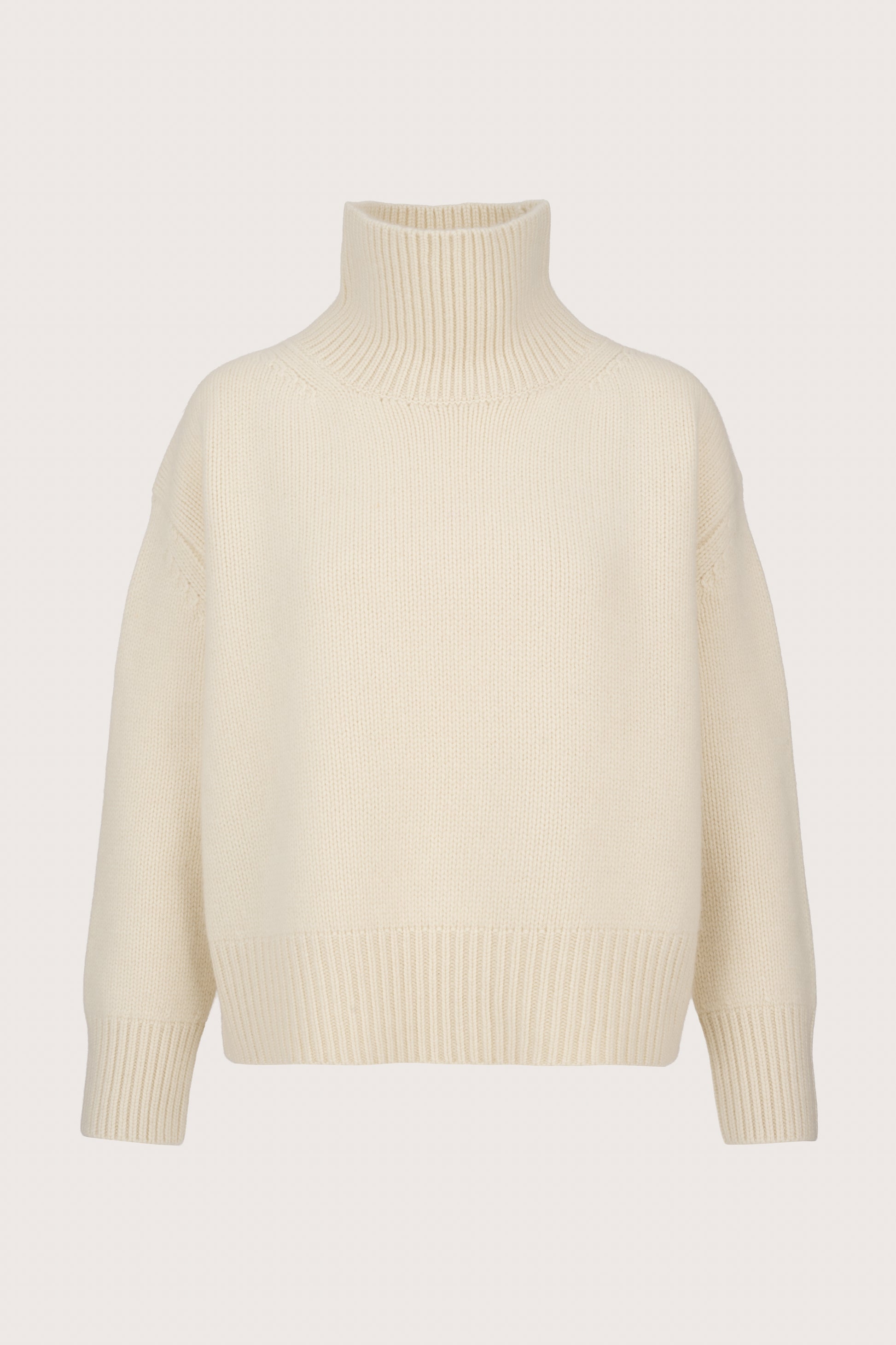 white heavy gauge cashmere turtleneck jumper
