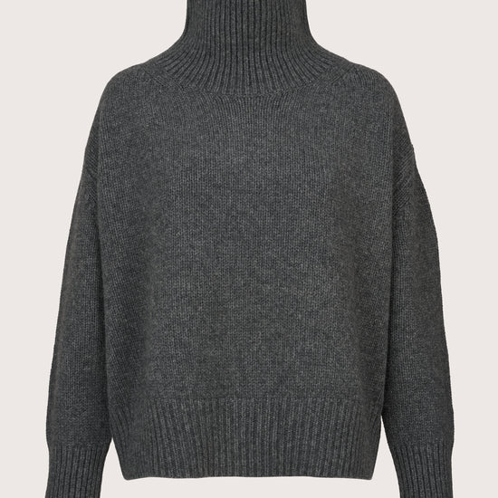 grey heavy gauge cashmere turtleneck jumper