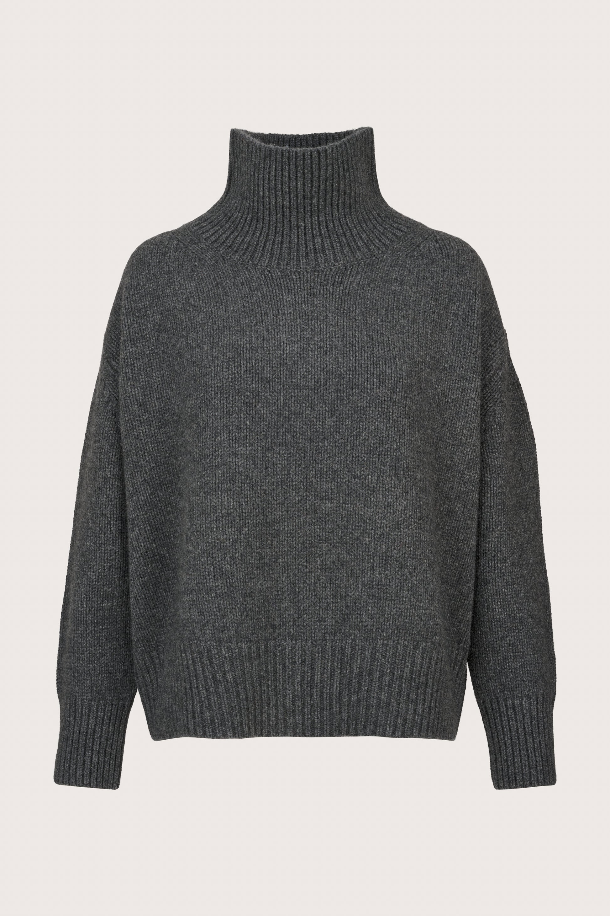 grey heavy gauge cashmere turtleneck jumper