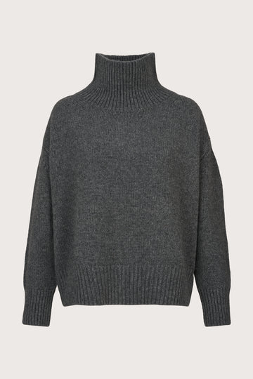 grey heavy gauge cashmere turtleneck jumper