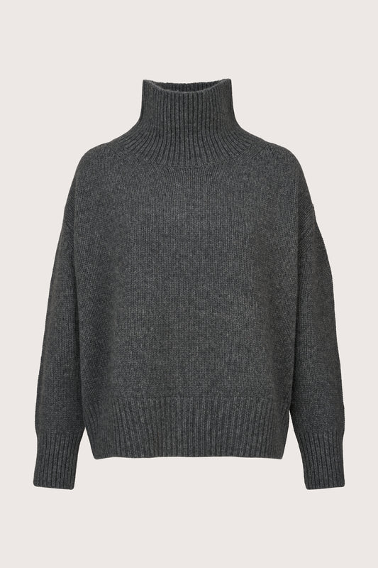 grey heavy gauge cashmere turtleneck jumper