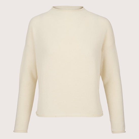 white high neck ribbed cashmere jumper