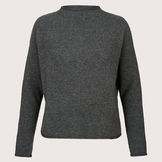 grey high neck ribbed cashmere jumper