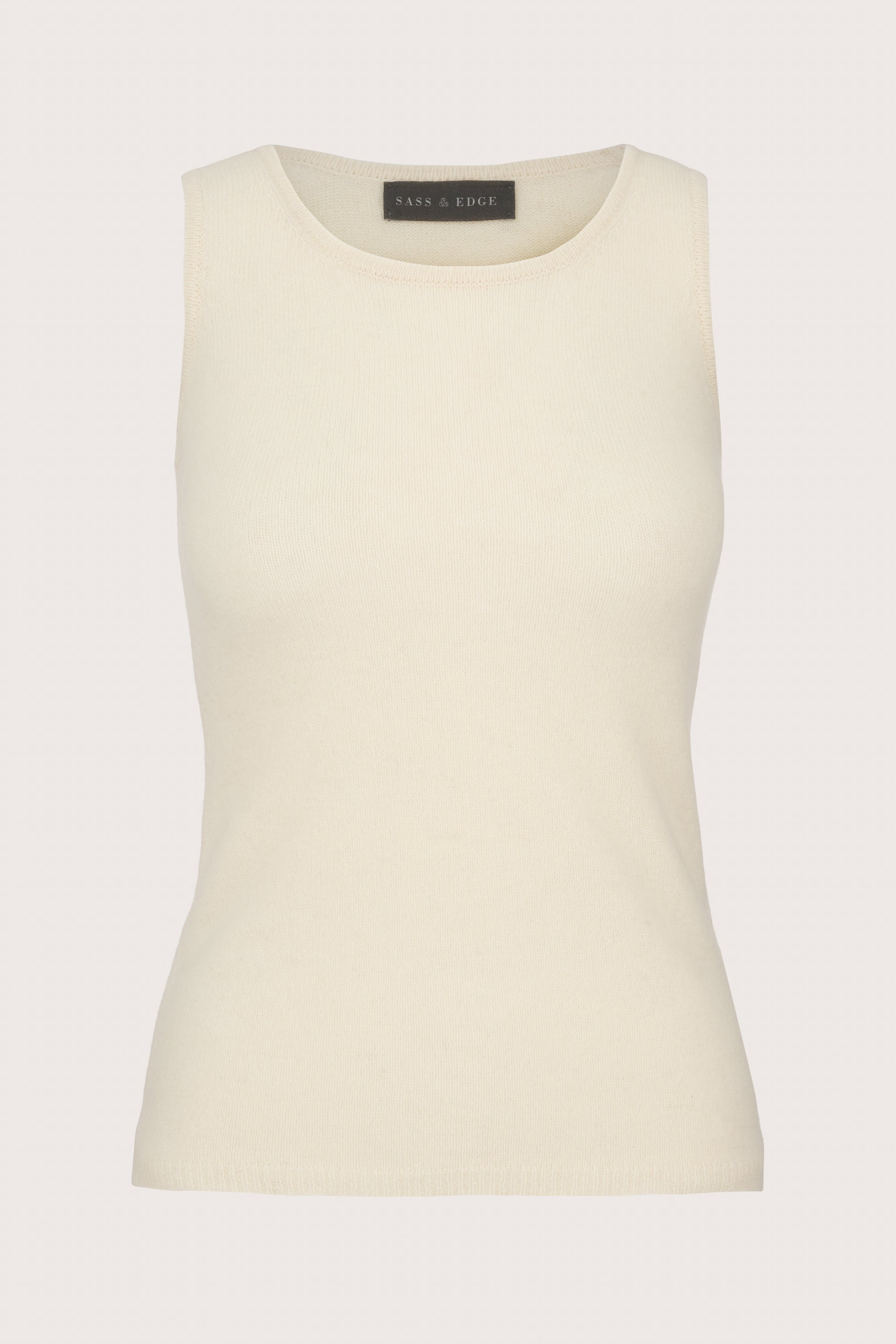 round neck white cashmere sleeveless tank top
