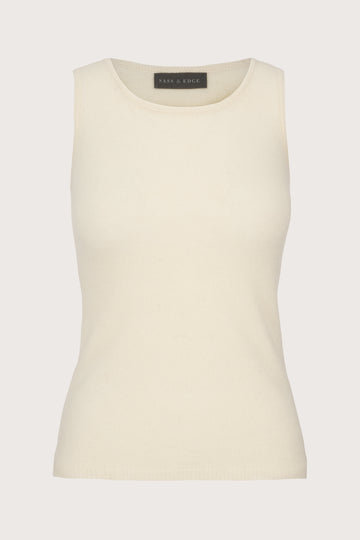 round neck white cashmere sleeveless tank top