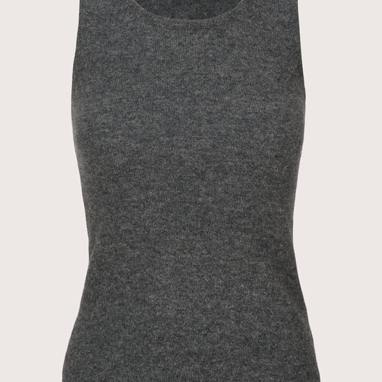 dark grey round neck cashmere sleeveless tank top