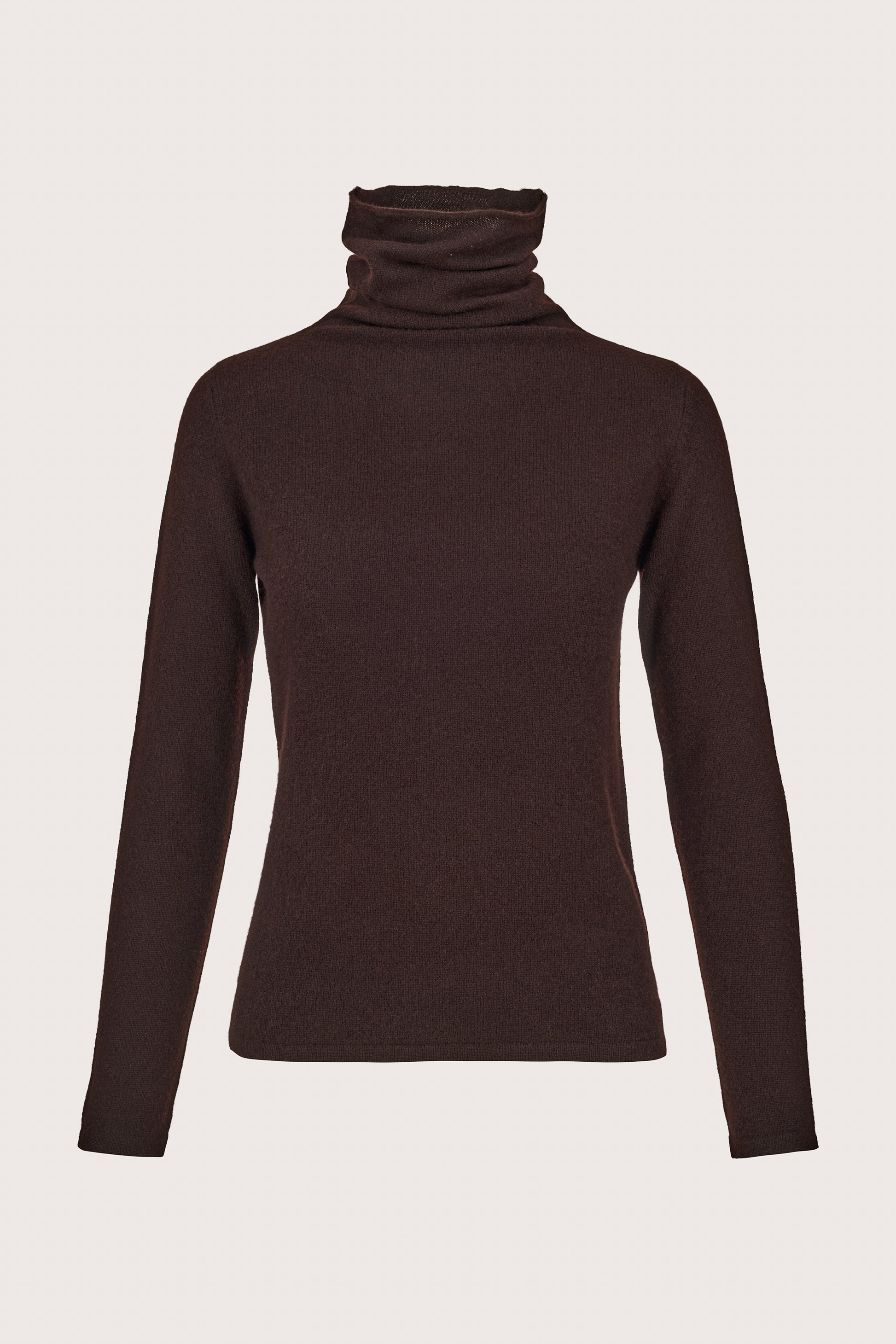 chocolate brown cashmere roll neck jumper 