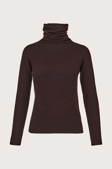 chocolate brown cashmere roll neck jumper 