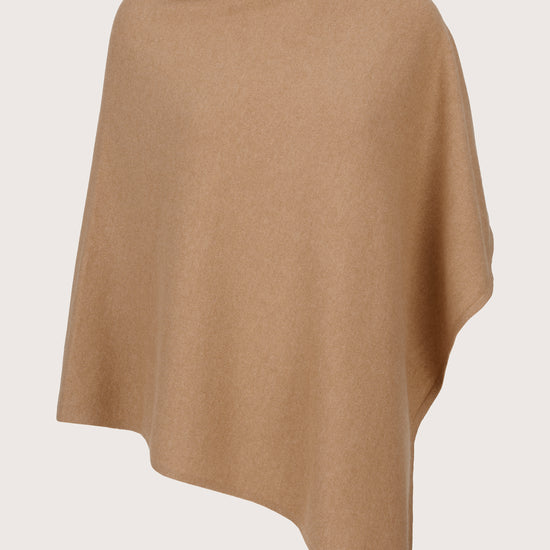brown cashmere poncho with asymmetric hemline