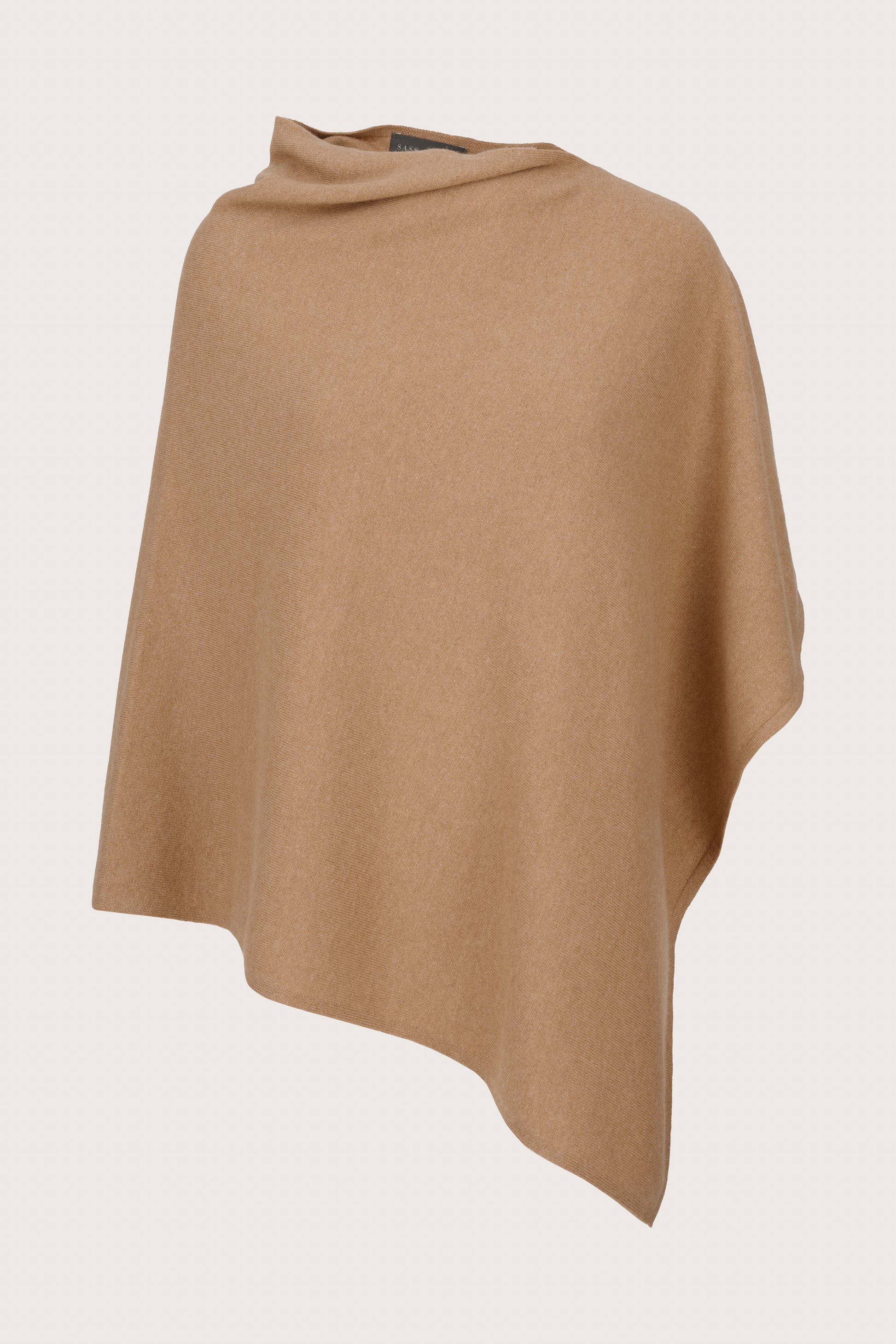 brown cashmere poncho with asymmetric hemline