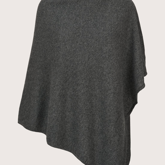 dark grey cashmere poncho with asymmetric hem