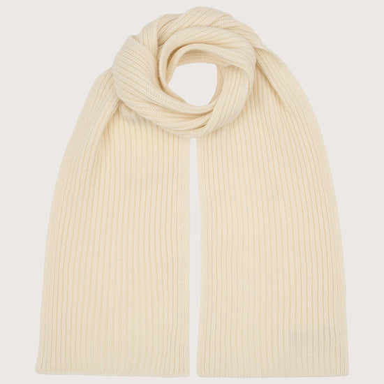 white ribbed cashmere scarf