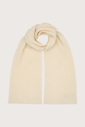 white ribbed cashmere scarf