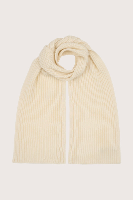 white ribbed cashmere scarf