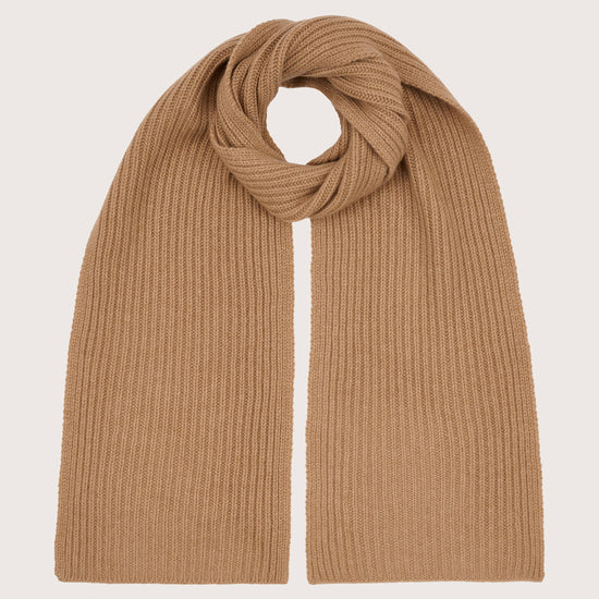 brown ribbed cashmere scarf