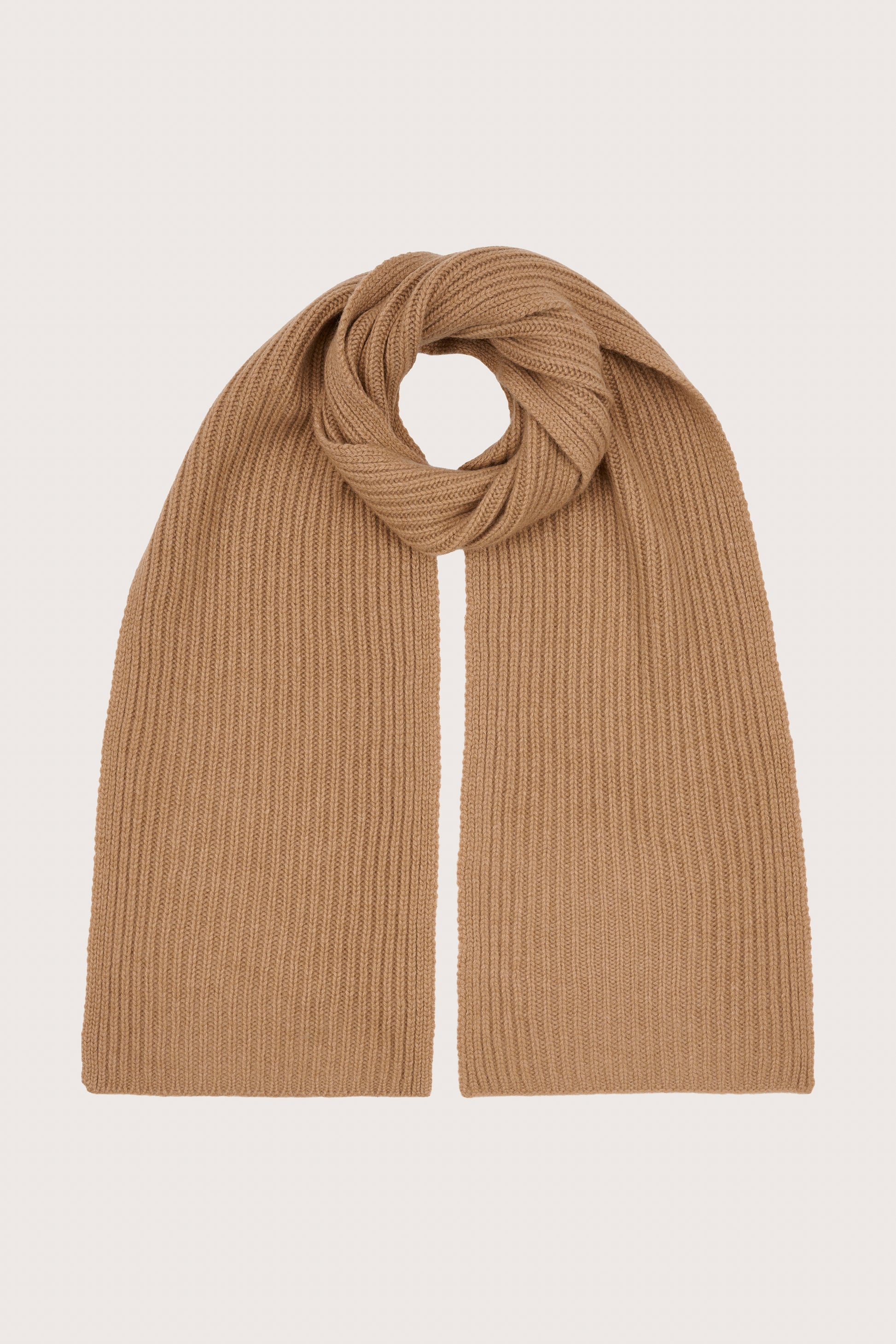 brown ribbed cashmere scarf