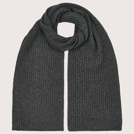 dark grey ribbed cashmere scarf