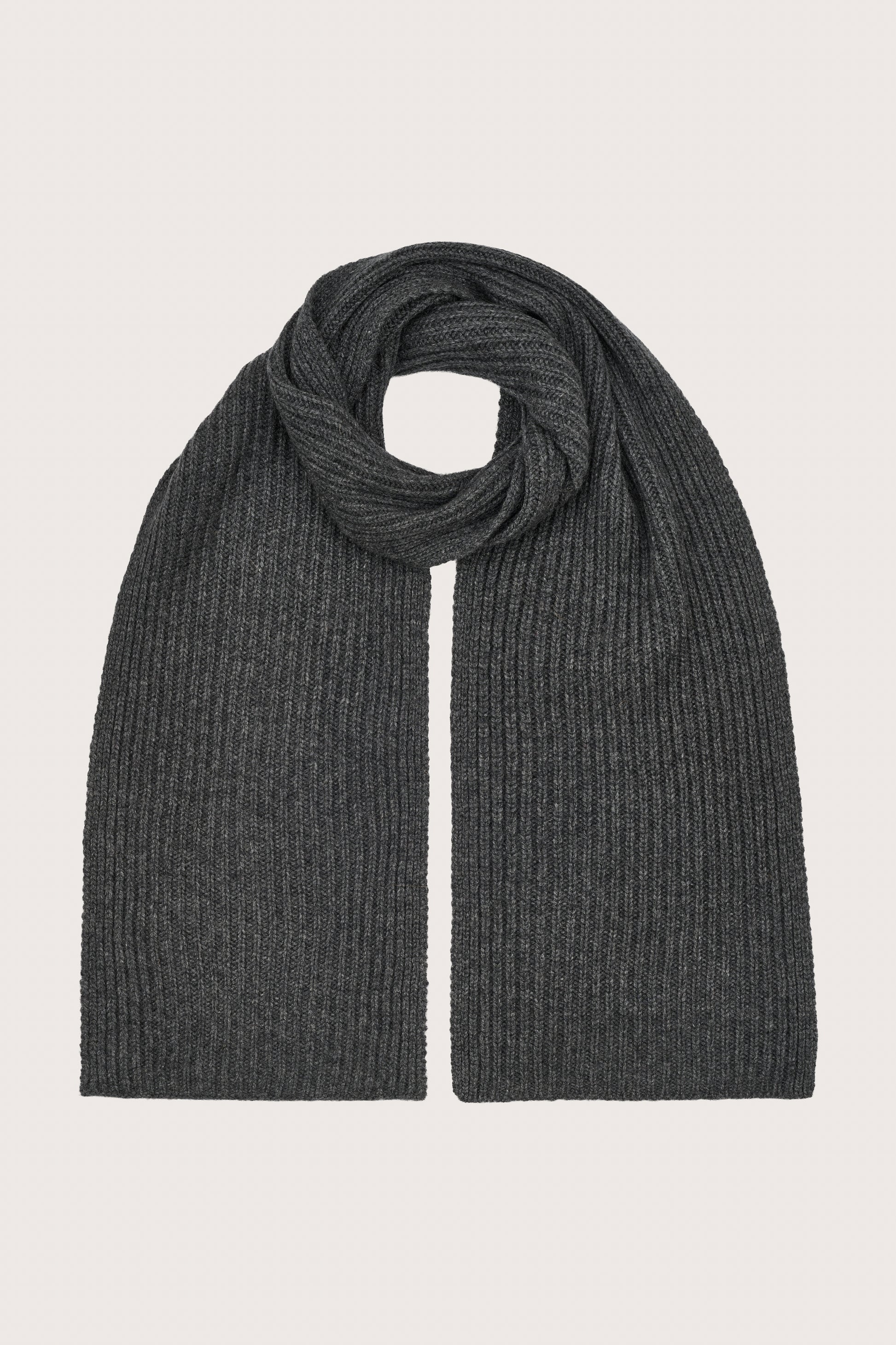 dark grey ribbed cashmere scarf