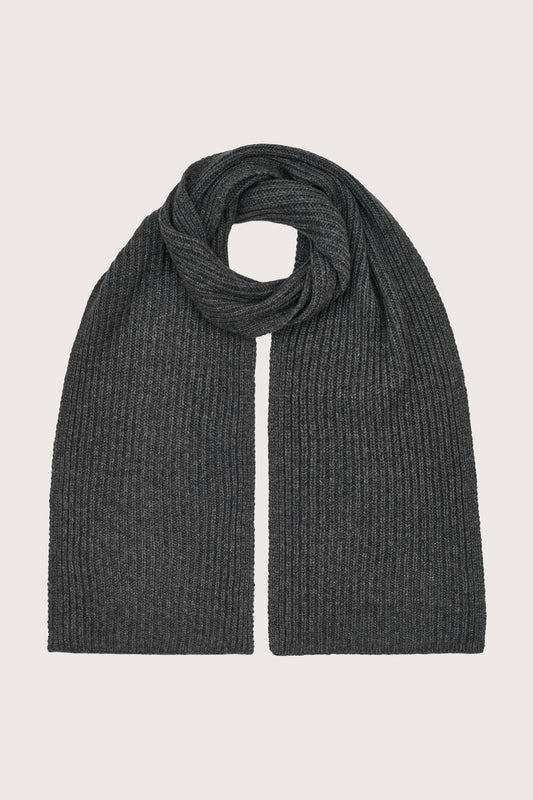 dark grey ribbed cashmere scarf
