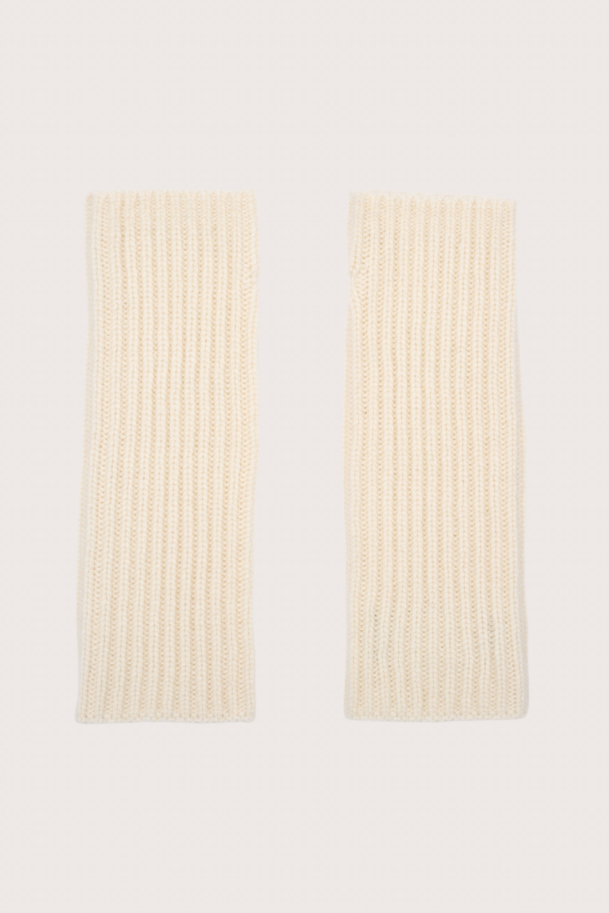 white ribbed cashmere wrist warmers