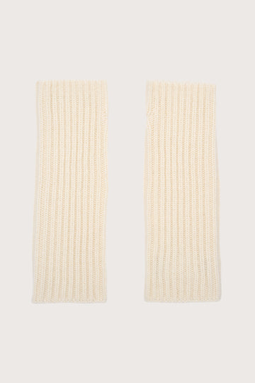 white ribbed cashmere wrist warmers